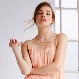 Kimchi Blue Peach Pleated Chiffon Dress